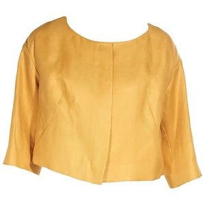 RARE Chloe Yellow Linen Cropped Jacket DESIGNER 100% silk p2471
